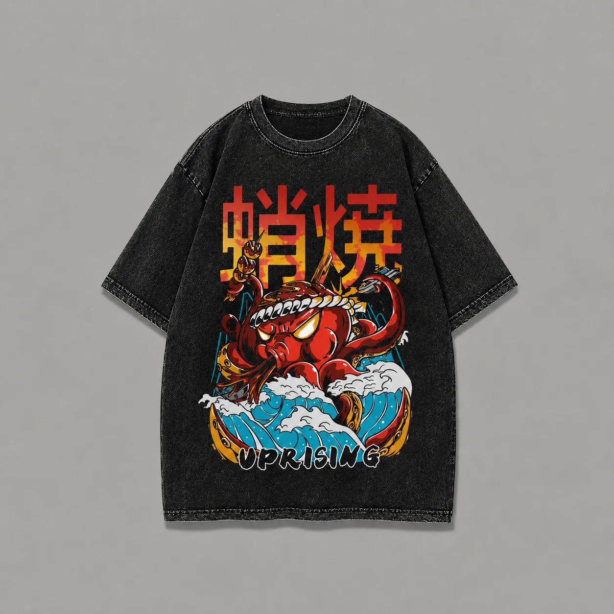 T-shirt Japonais Délavé Oversize Streetwear