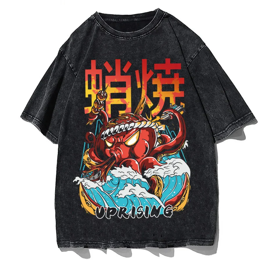 T-shirt Japonais Délavé Oversize Streetwear - Image 3