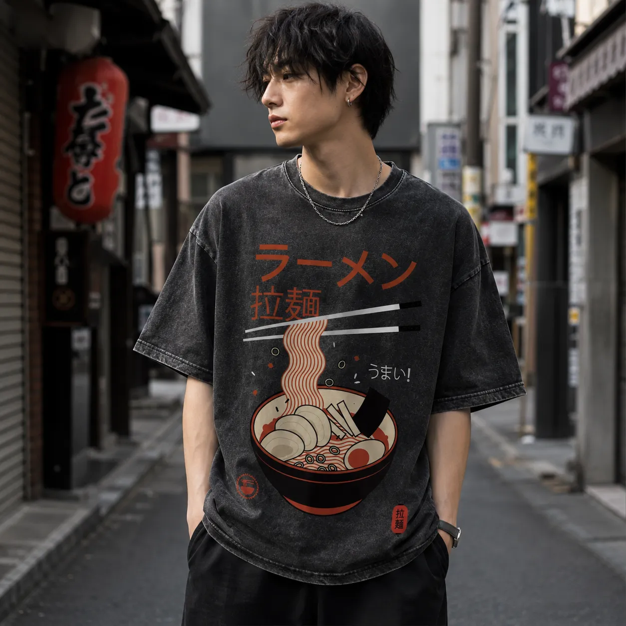 T-shirt Japonais Délavé Ramen - Image 3