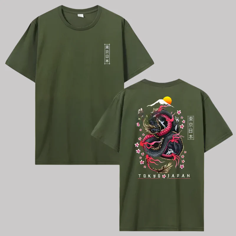 T-shirt Japonais Dragon Fleurs de Cerisier - Image 2