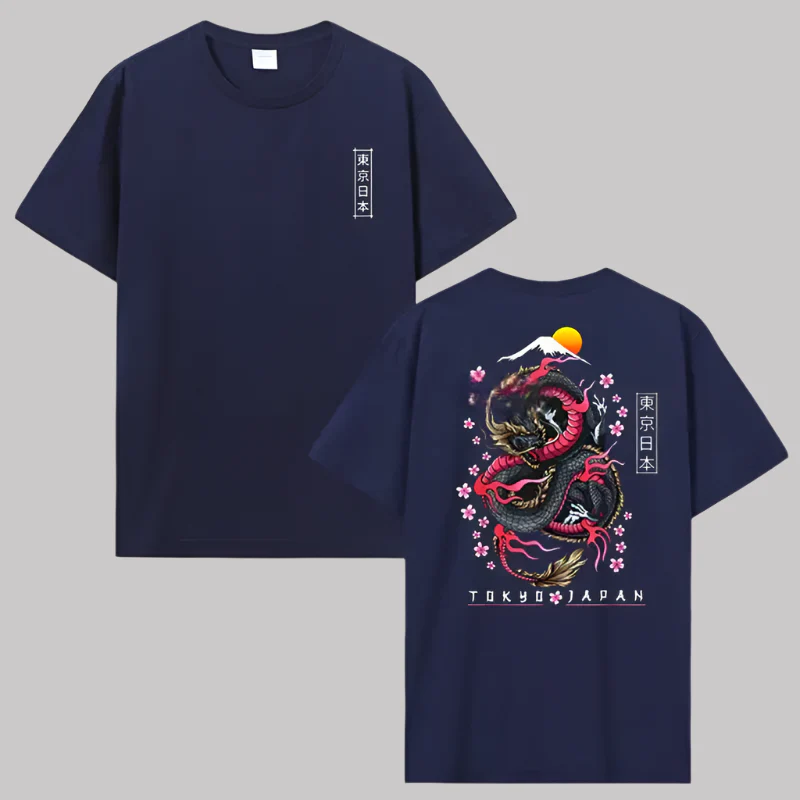T-shirt Japonais Dragon Fleurs de Cerisier - Image 3