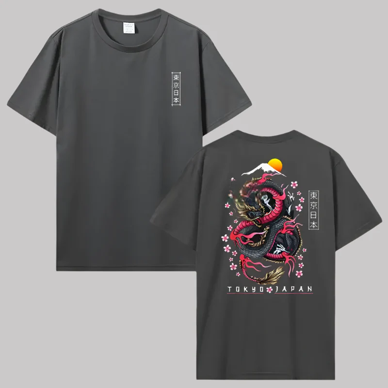 T-shirt Japonais Dragon Fleurs de Cerisier - Image 4