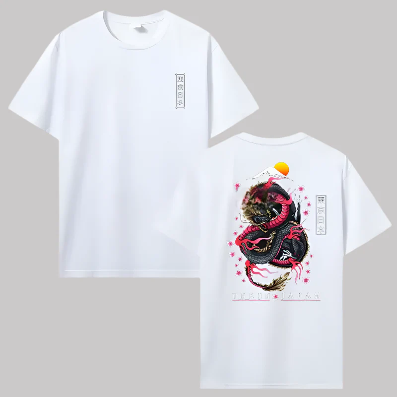 T-shirt Japonais Dragon Fleurs de Cerisier - Image 5