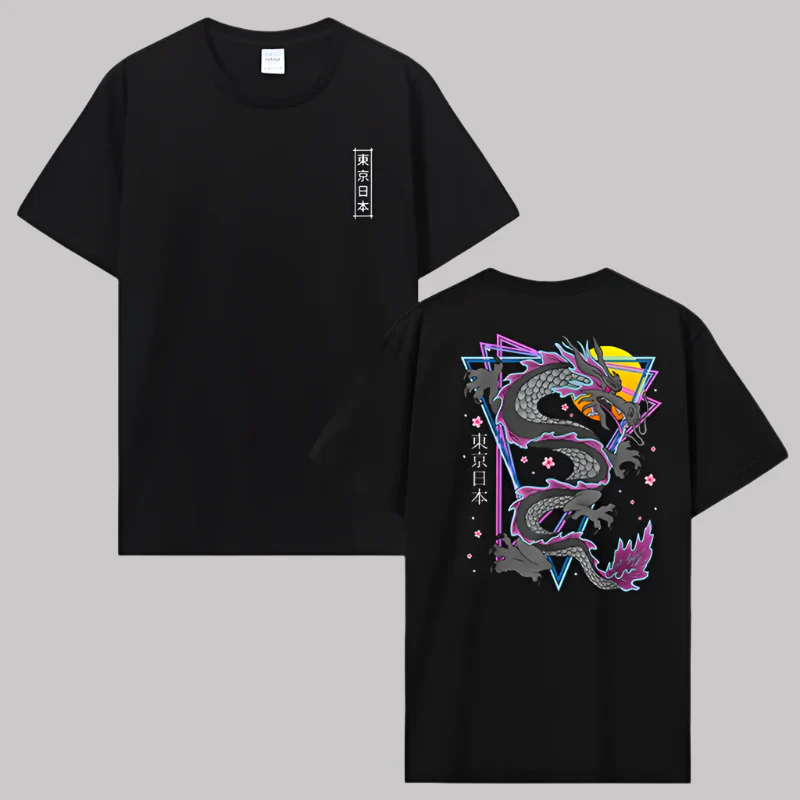 T-shirt Japonais Dragon Graphique