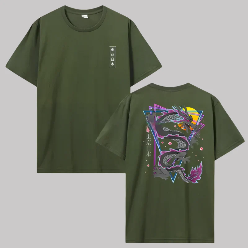 T-shirt Japonais Dragon Graphique - Image 3
