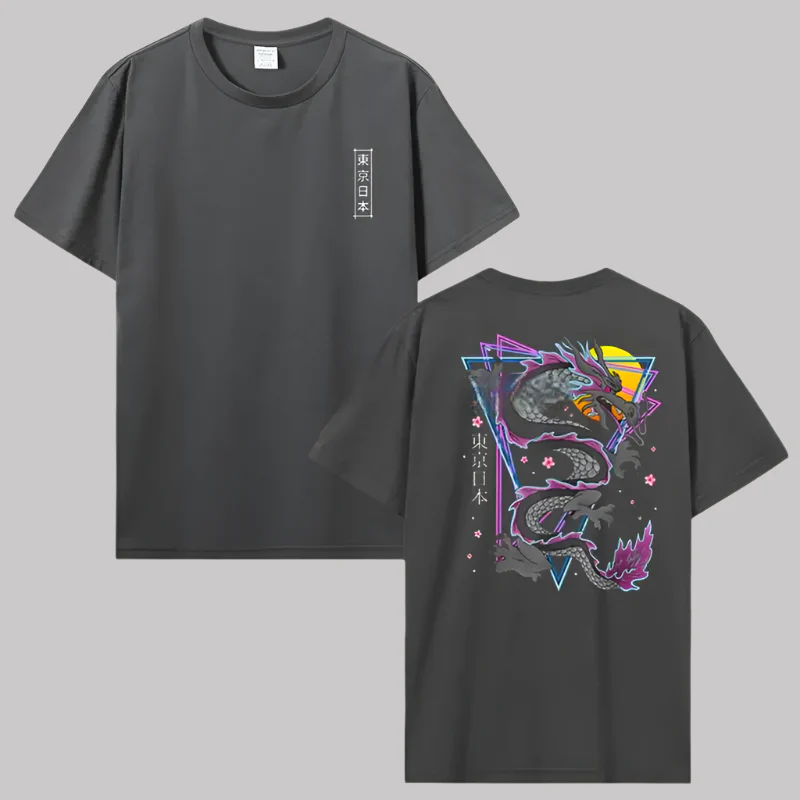 T-shirt Japonais Dragon Graphique - Image 4