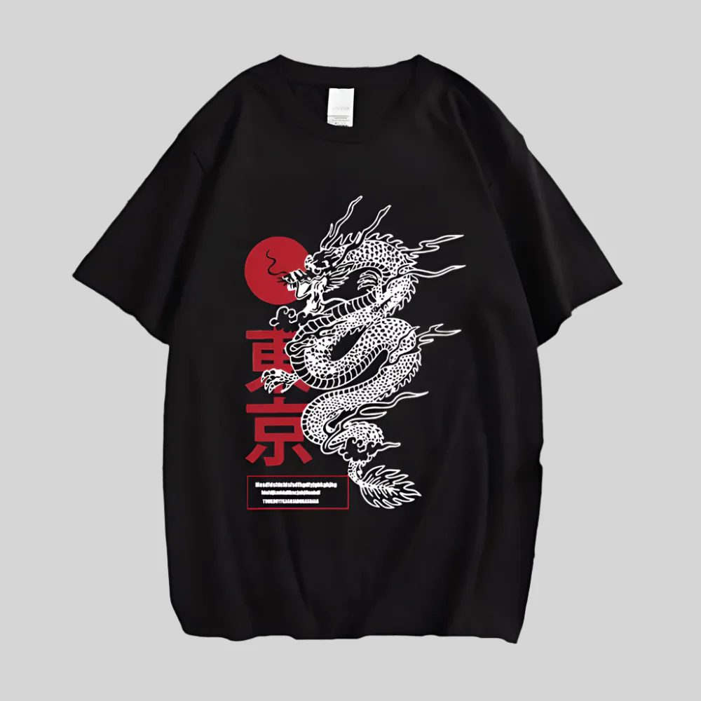 T-Shirt Japonais Dragon Tendance - Image 3