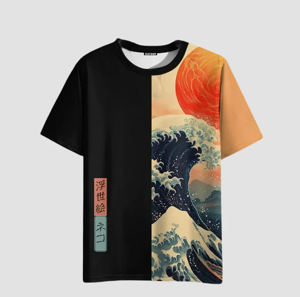 T-shirt Japonais Soleil et Vague - Image 4