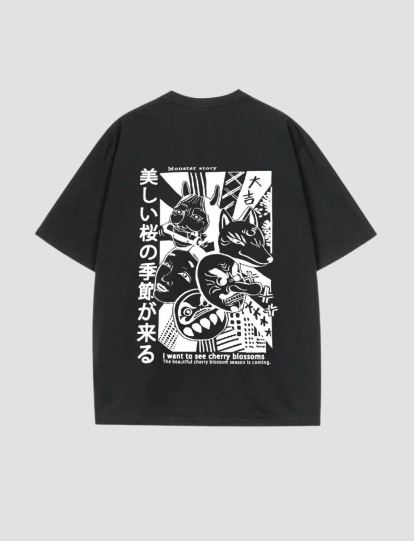T-shirt Oversize à Illustration Japonaise