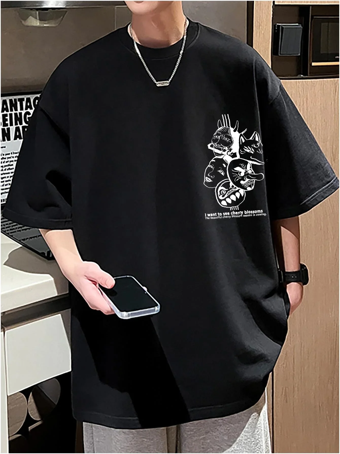 T-shirt Oversize à Illustration Japonaise - Image 6
