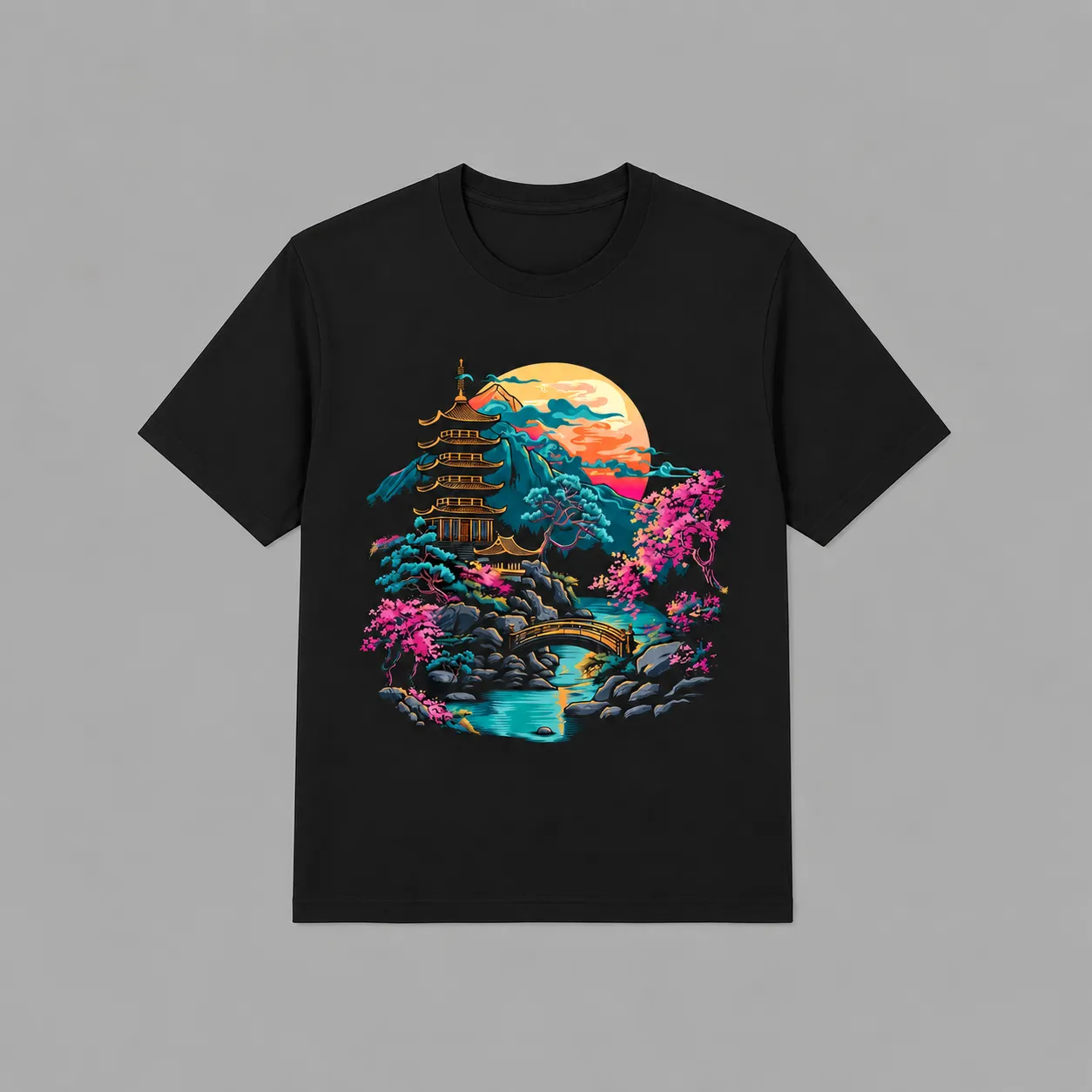 T-shirt Temple Japonais Coloré