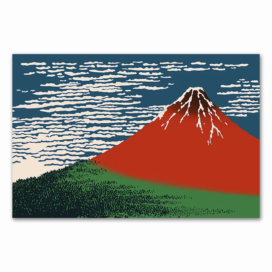 Tableau Japonais Mont Fuji Rouge - Image 2
