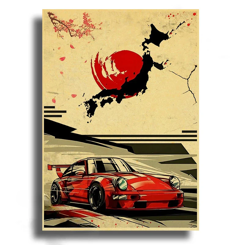 Tableau Japonais motif voitures de courses - Image 2