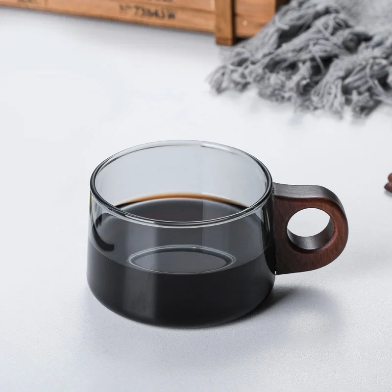 Tasse à café japonaise à poignée en bois - Image 2