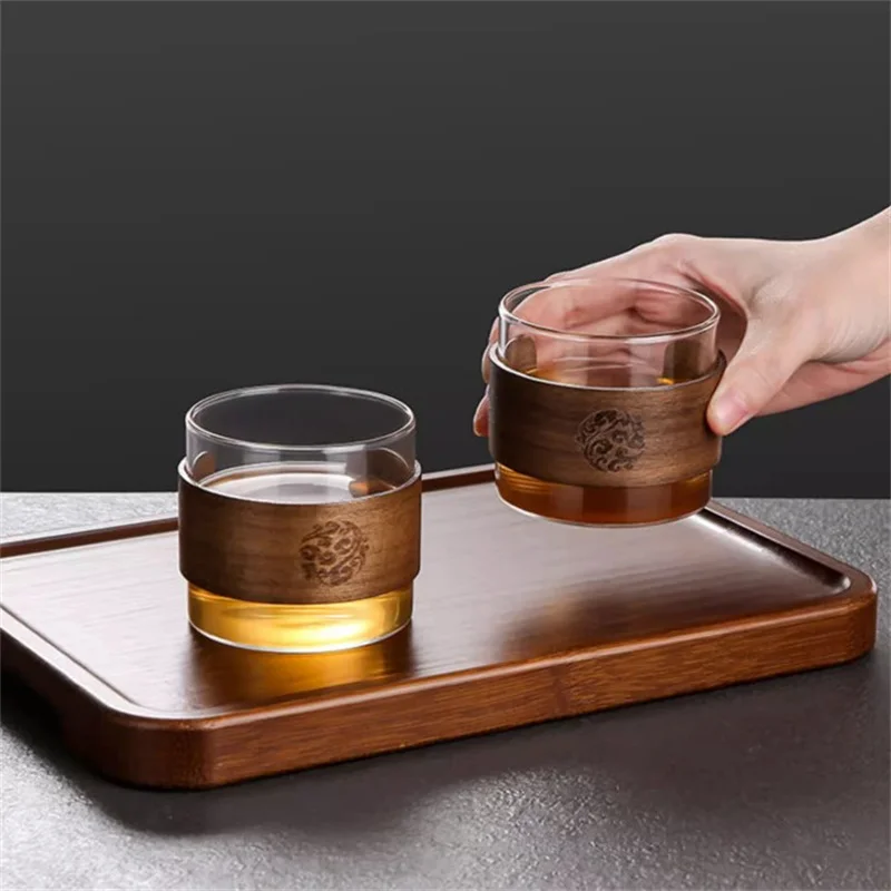 Tasse à thé japonaise avec support en bois - Image 8