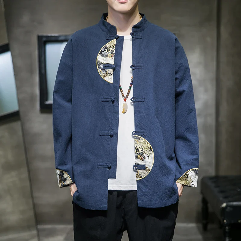 Veste Costume Kimono Homme Motif Grues - Image 3