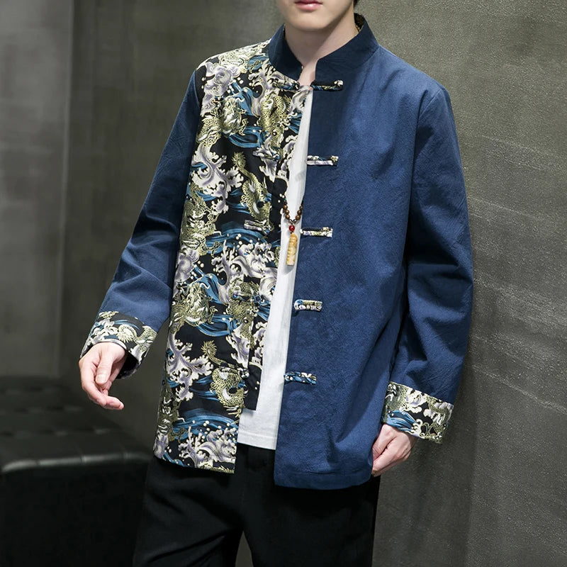 Veste Costume Kimono Homme Motifs Vague de Kanagawa - Image 2