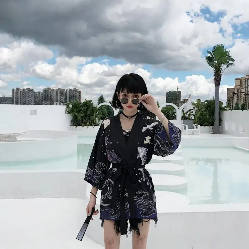 Veste Forme Kimono Femme Grues - Image 7