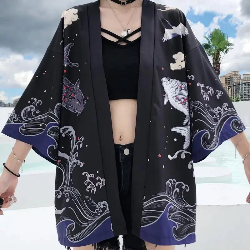 Veste Forme Kimono Femme Grues - Image 9
