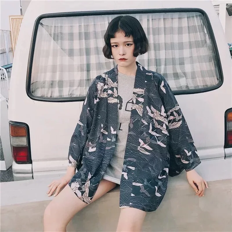 Veste Kimono Femme Grues Japonais - Image 2