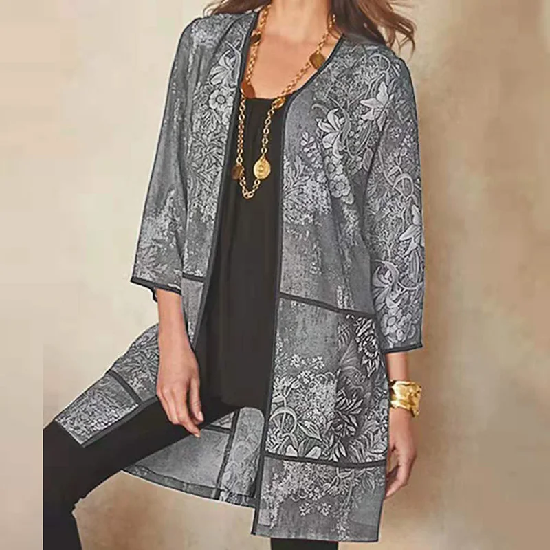 Veste Kimono Femme Mi-longue Imprimée - Image 2