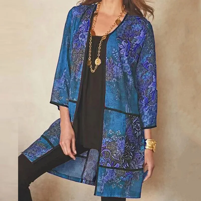 Veste Kimono Femme Mi-longue Imprimée - Image 3