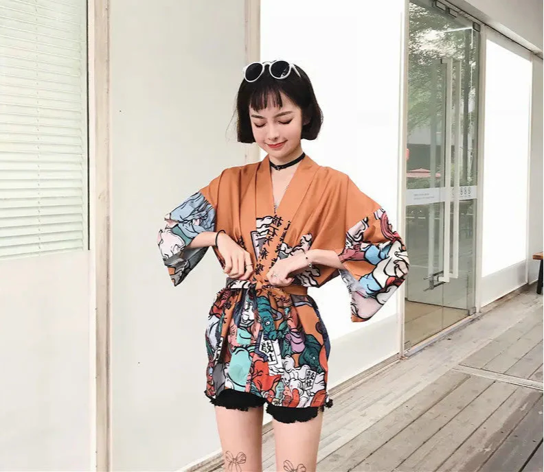 Veste Kimono Femme Motifs Japonais