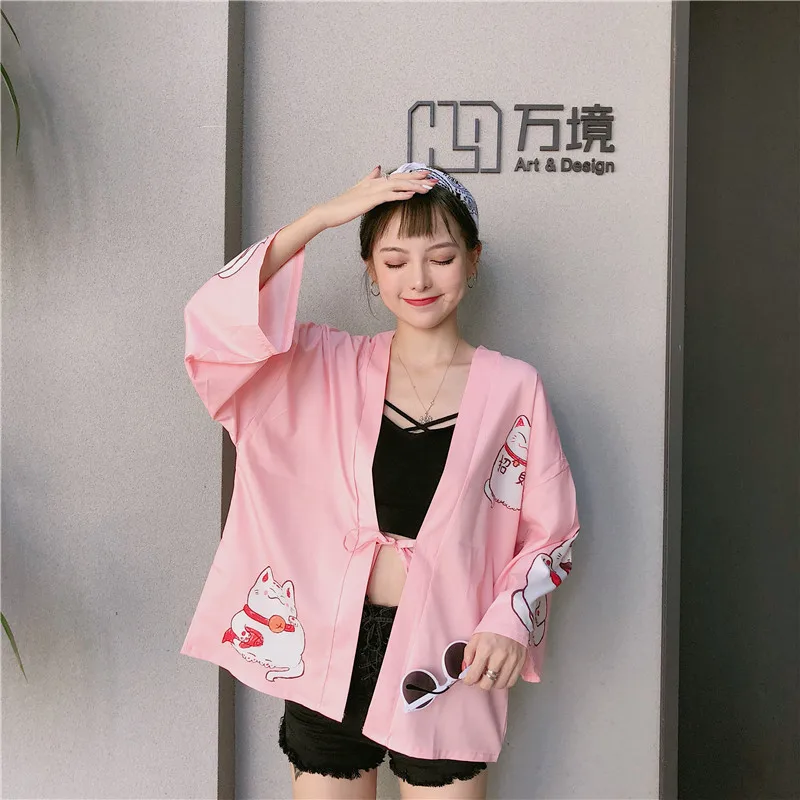 Veste Kimono Femme Rose - Image 7