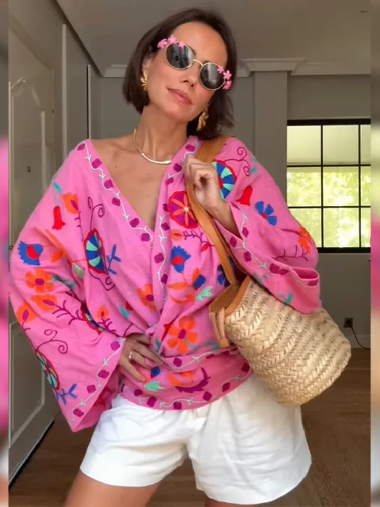 Veste Kimono Femme Rose Ample - Image 3