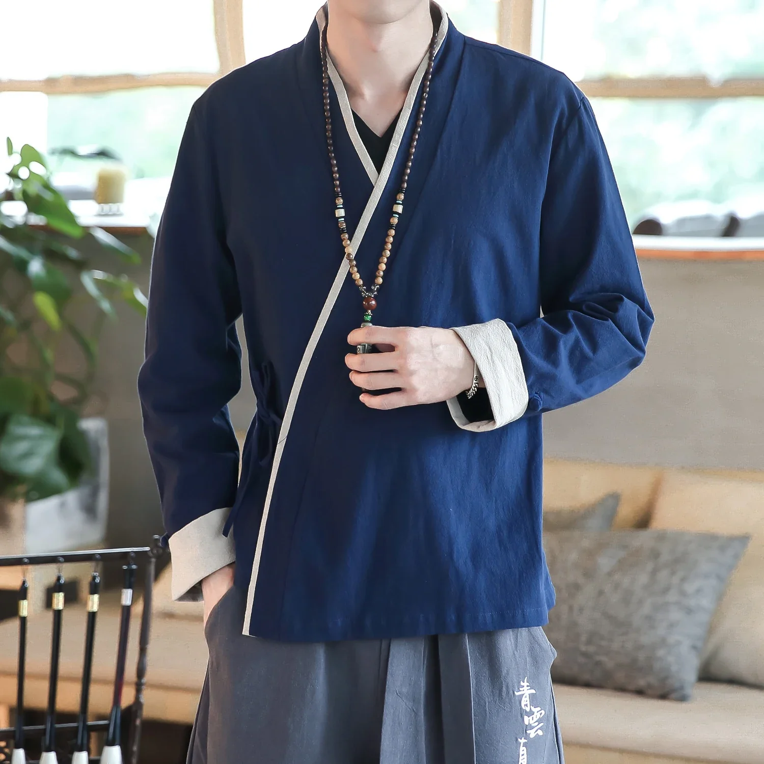 Veste Kimono Homme Japonais Classique Elégante - Image 4