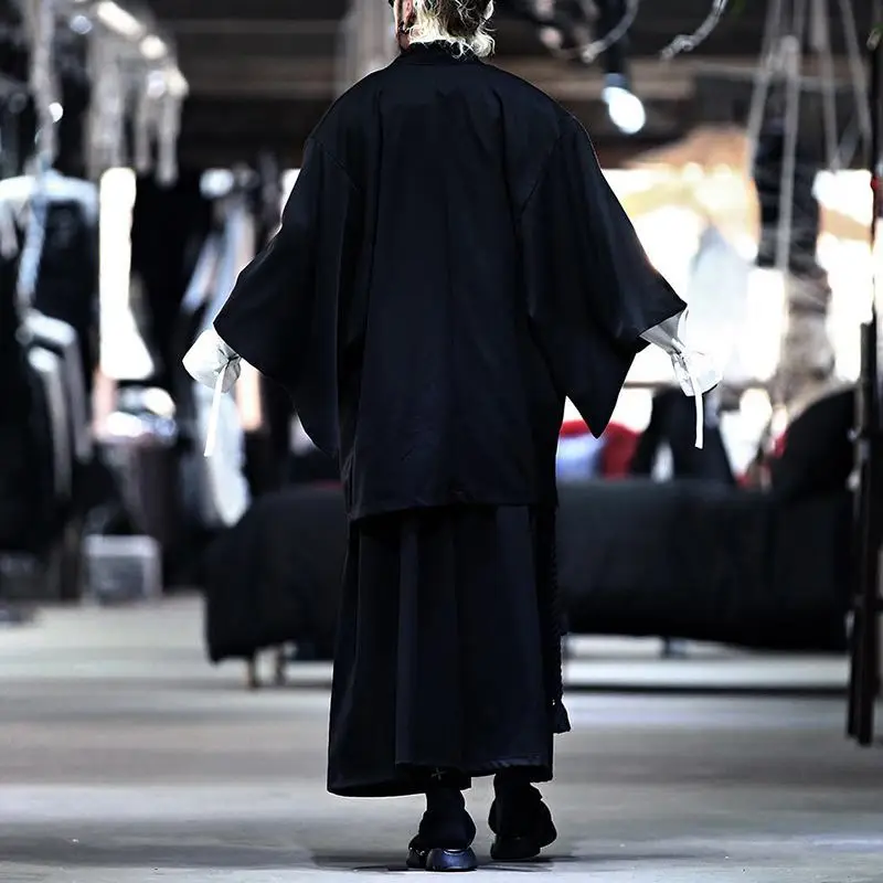 Veste Kimono Homme Japonais Longue Noire - Image 3