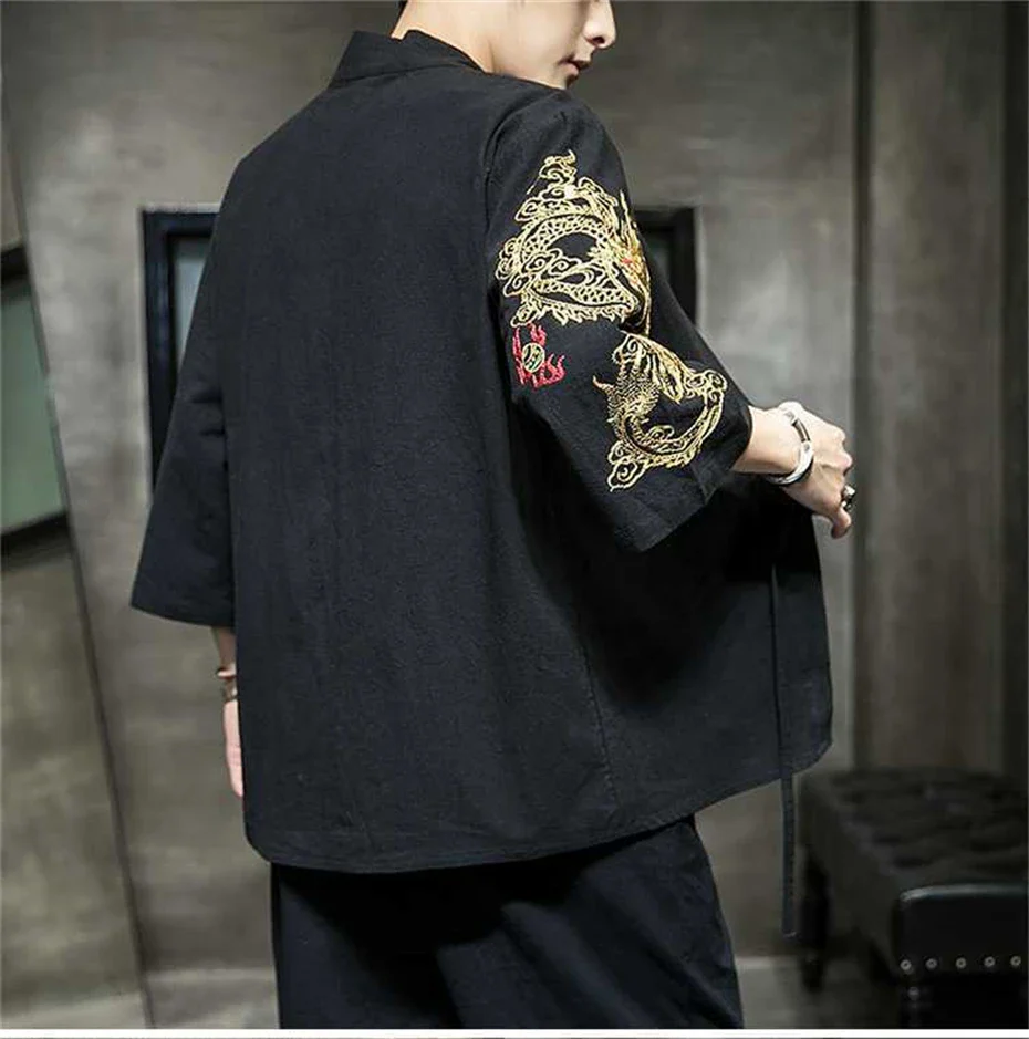 Veste Kimono Homme Manches Brodées - Image 2