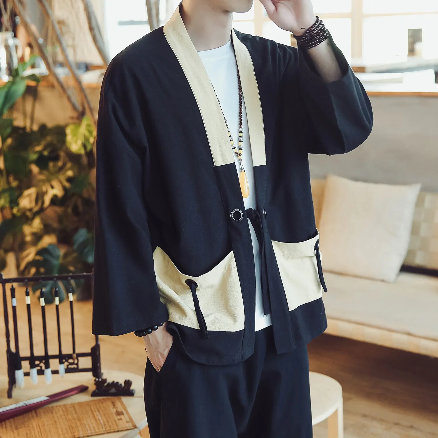 Veste Kimono Japonais Bicolore