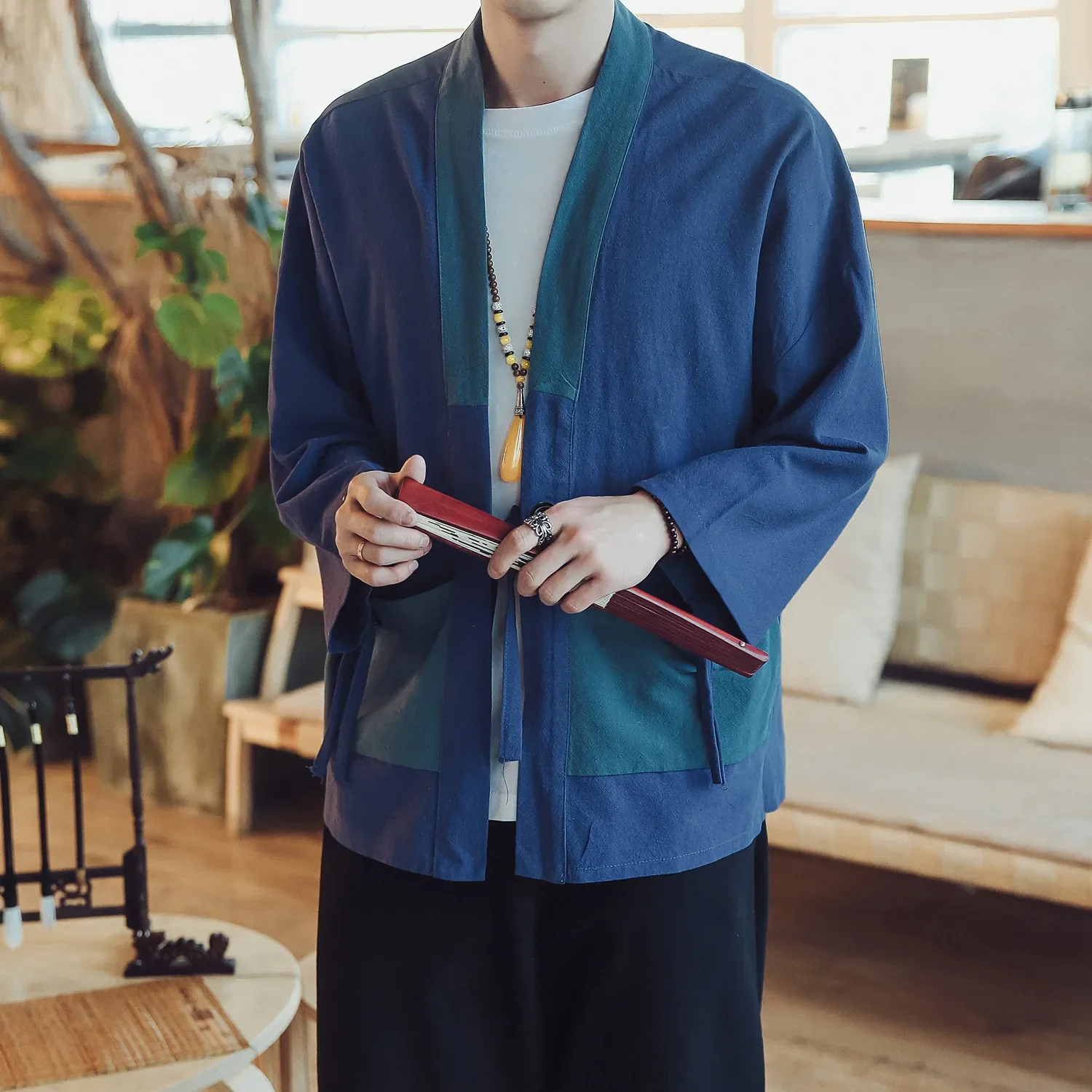 Veste Kimono Japonais Bicolore - Image 2