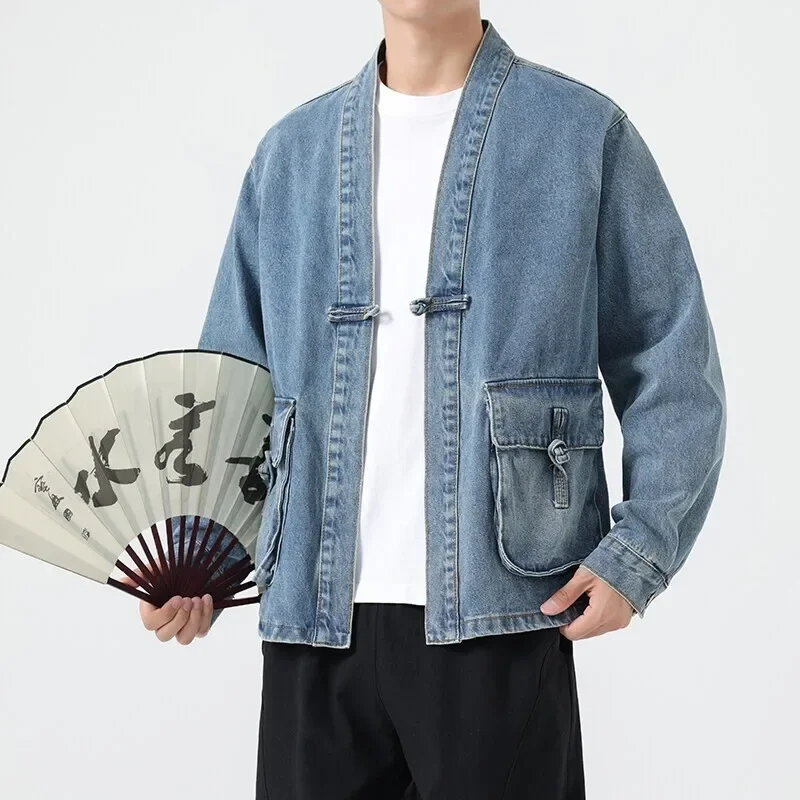 Veste Kimono Japonais en Jean à Poches - Image 2