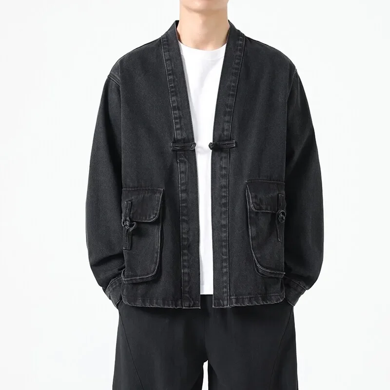 Veste Kimono Japonais en Jean à Poches - Image 5