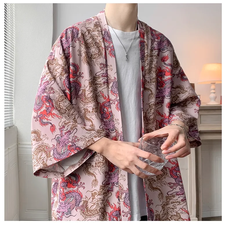 Veste Kimono Légère Imprimé Dragon - Image 2