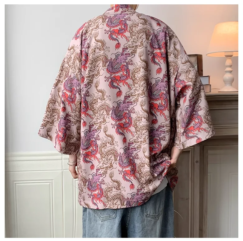 Veste Kimono Légère Imprimé Dragon - Image 3