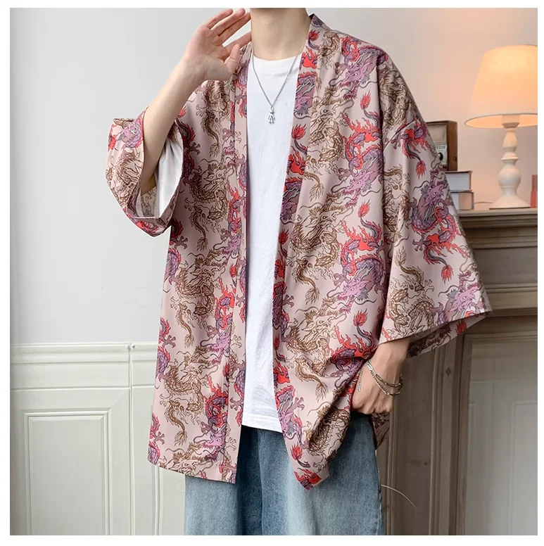 Veste Kimono Légère Imprimé Dragon - Image 4