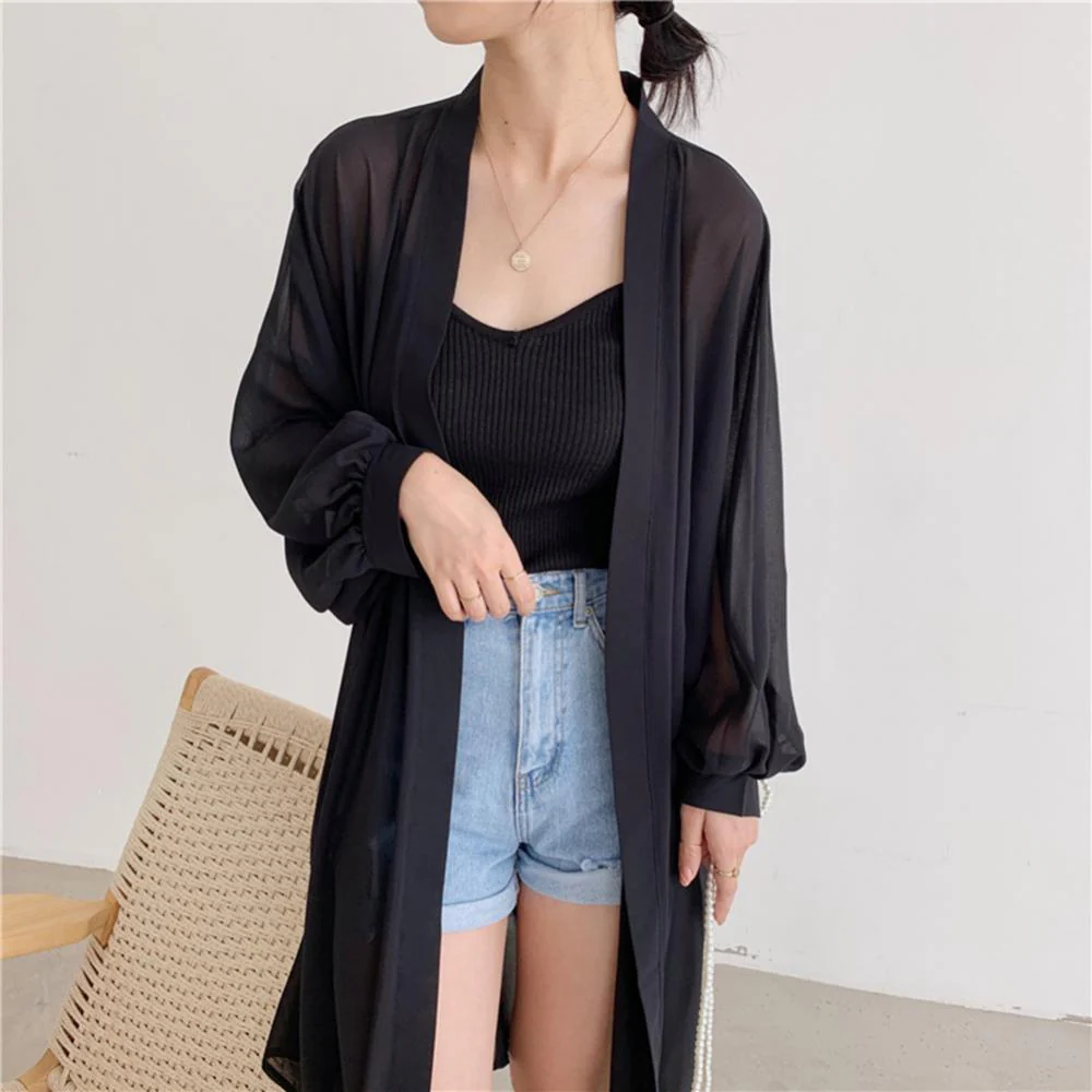 Veste Kimono Noir Femme - Image 5