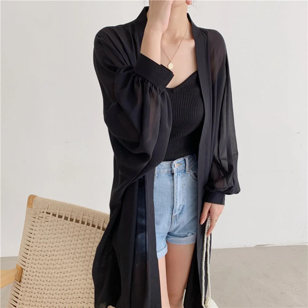 Veste Kimono Noir Femme - Image 6