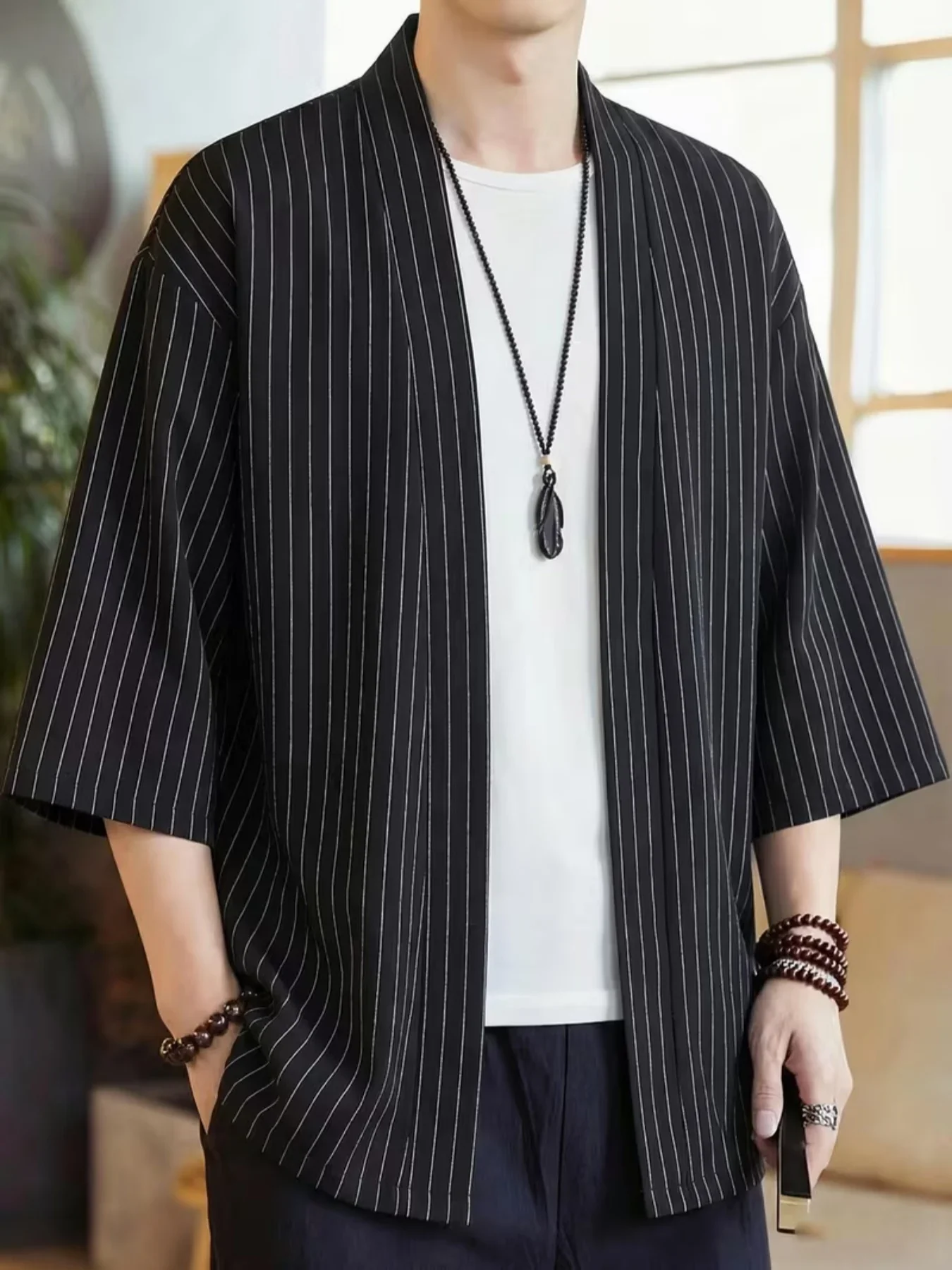 Veste Kimono Rayée - Image 2