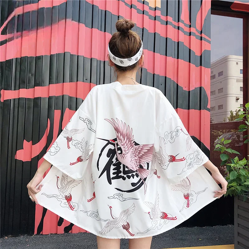 Veste Style Kimono Femme Grues - Image 3