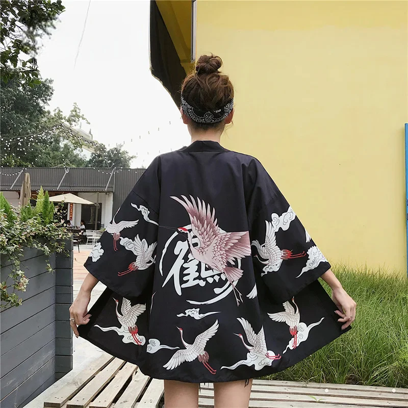 Veste Style Kimono Femme Grues - Image 6